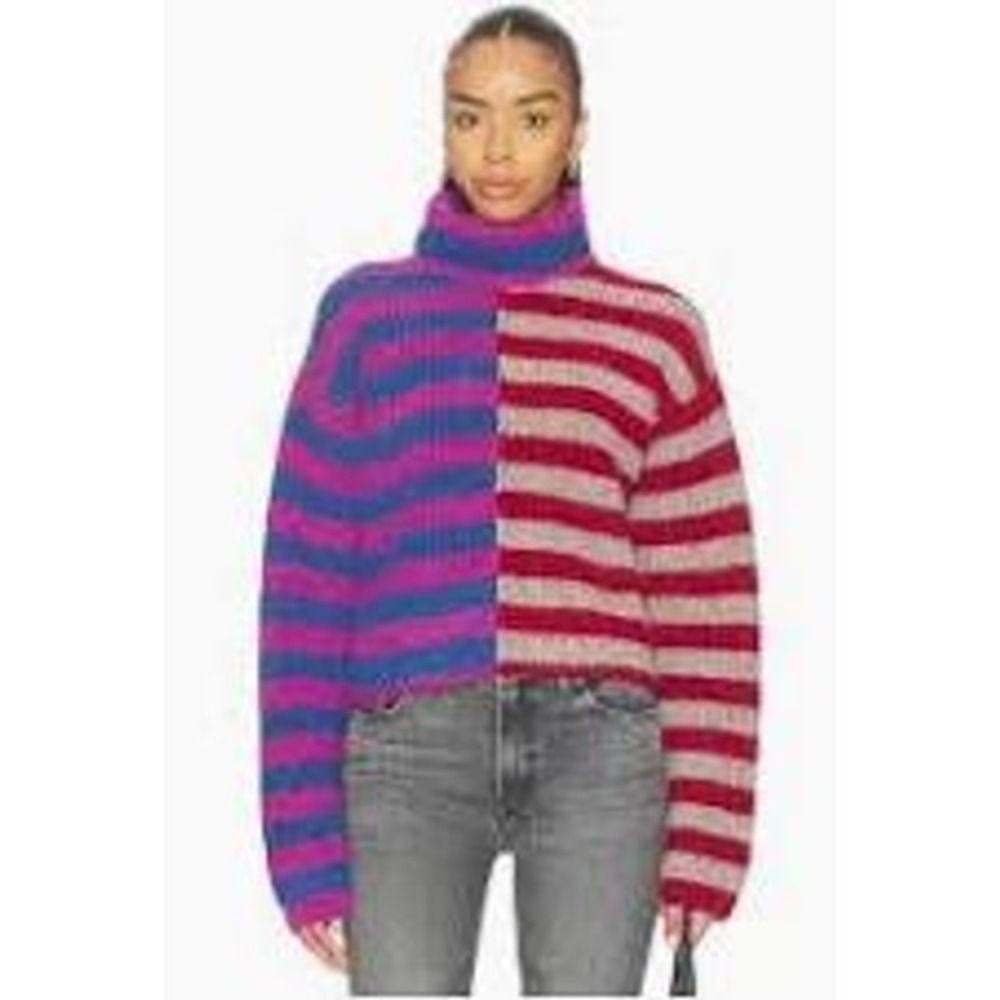 MOTHER The Half Hickey Striped Turtleneck Sweater Size Small New